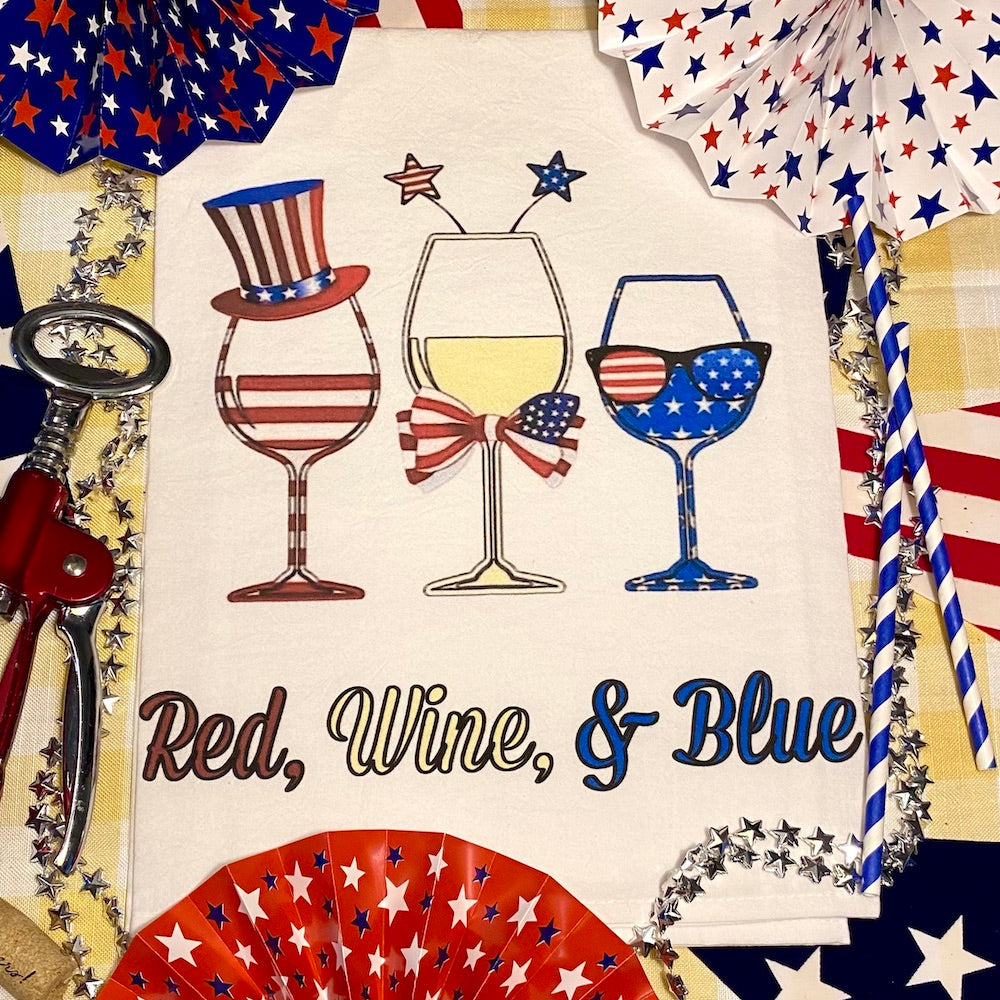 Red, Wine and Blue Tea Towel image 0