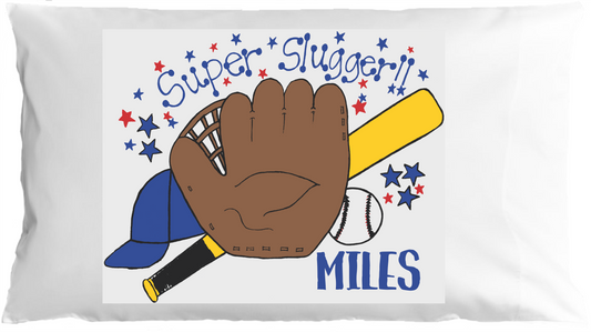 Baseball Slugger w/Custom Name Standard Pillowcase image 0