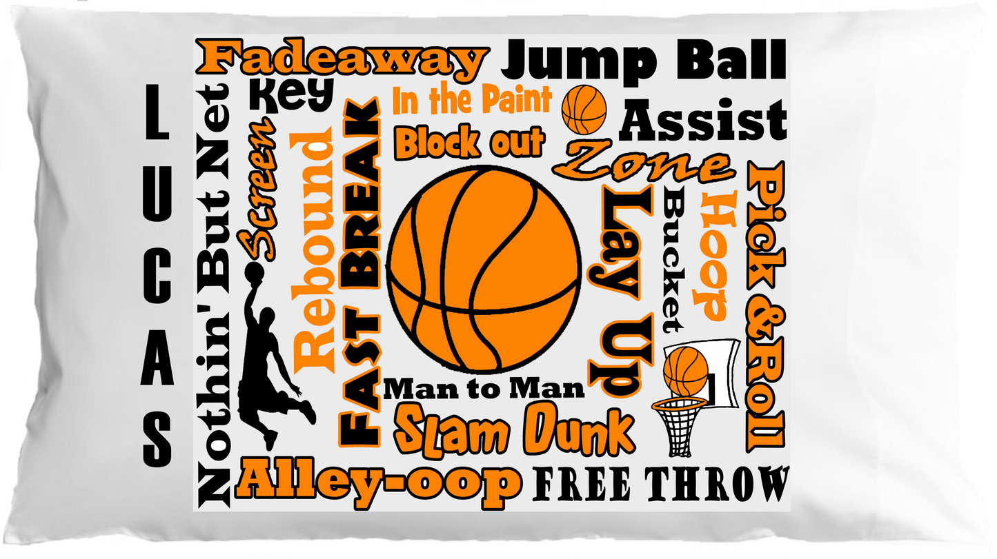 Basketball Sports Chatter w/Custom Name Pillowcase image 0