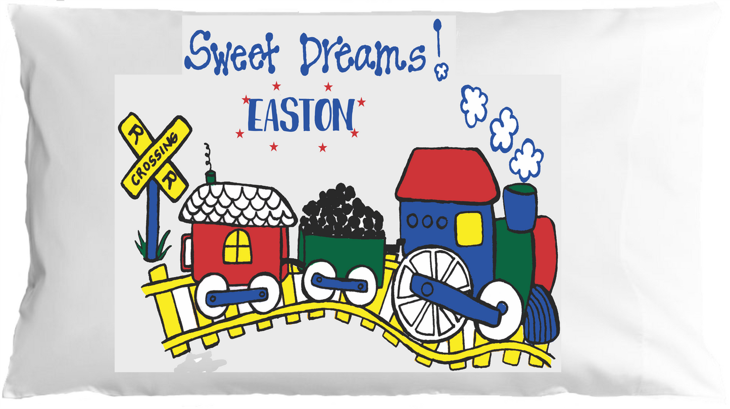 Train w/Custom Name Standard Pillowcase image 0