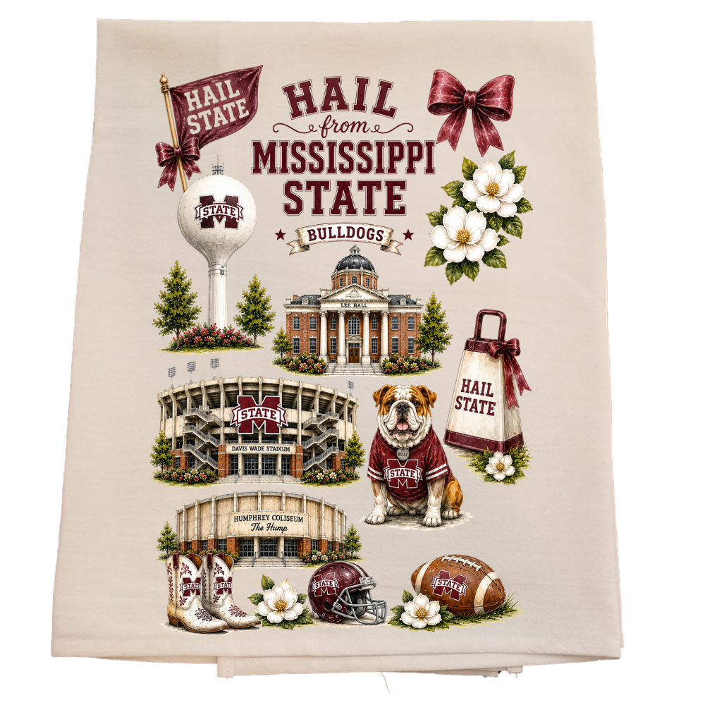 MS State Hello Bow Tea Towel