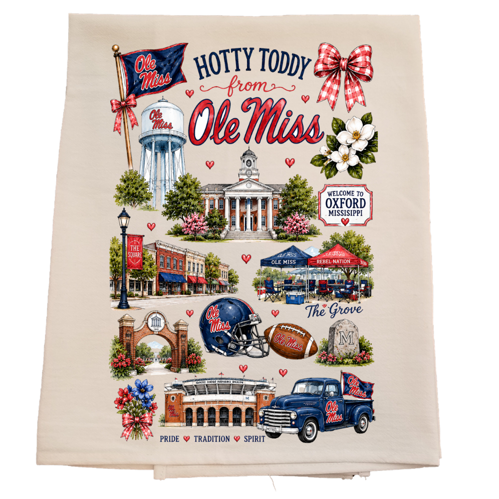 Ole Miss Hello Bow Tea Towel