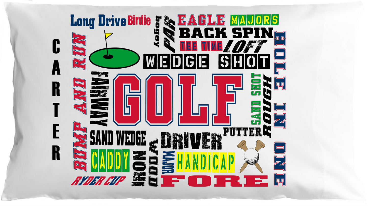 Golf Sports Chatter w/Custom Name Pillowcase image 0