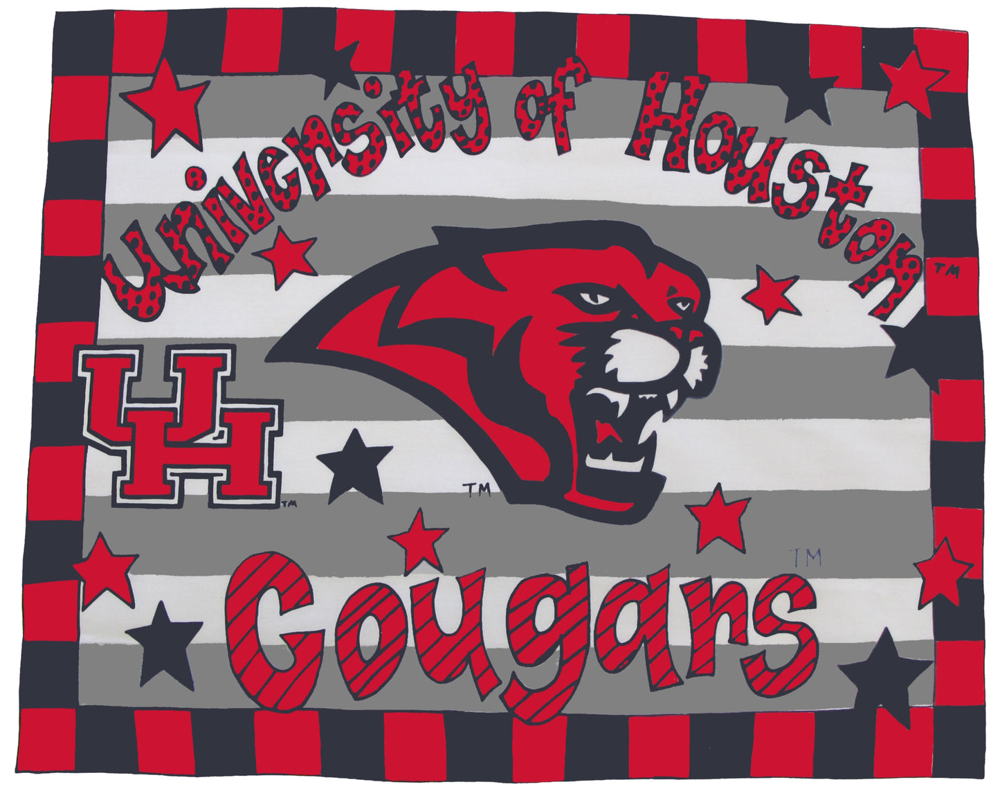 U of H Striped Standard Pillowcase image 0