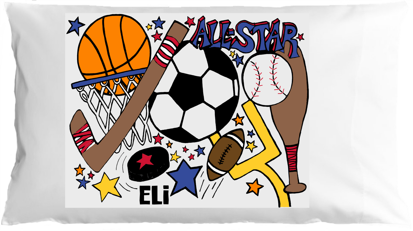 All Star Sports w/Custom Name Pillowcase image 0