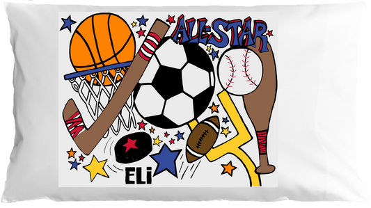 All Star Sports w/Custom Name Pillowcase image 0