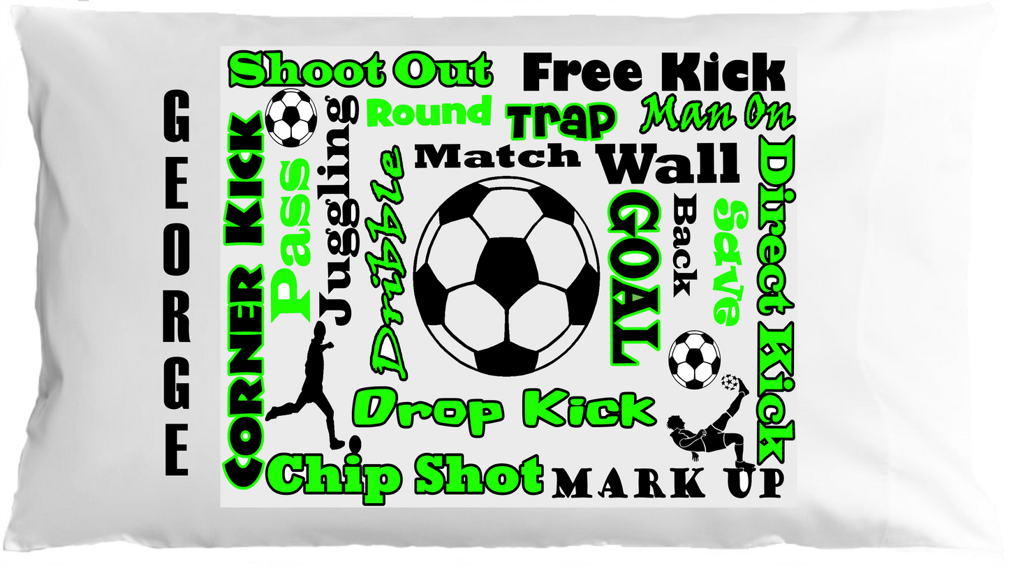 Soccer Sports Chatter w/Custom Name Pillowcase image 0