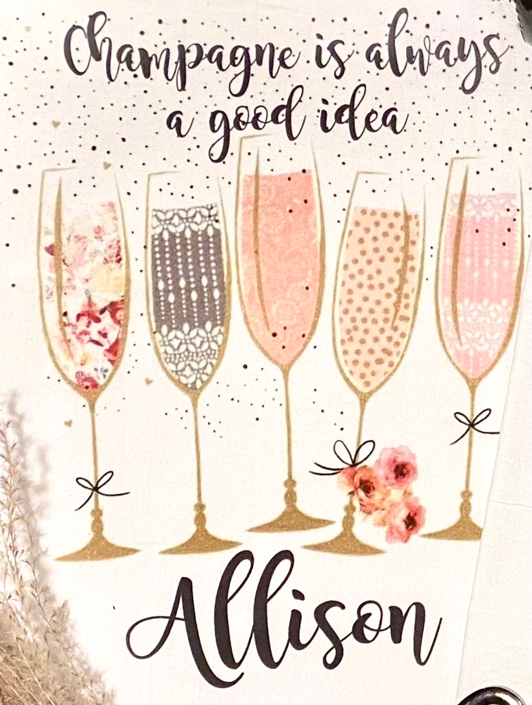 Champagne Tea Towel w/ Custom Name image 0