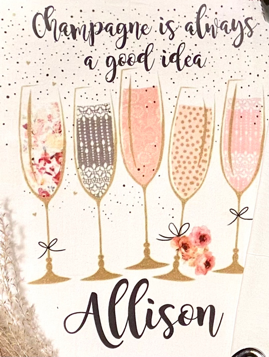 Champagne Tea Towel w/ Custom Name image 0