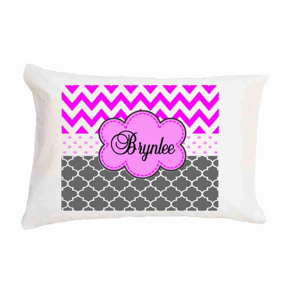 Pink and Gray Brynlee Kid's Pillow image 0