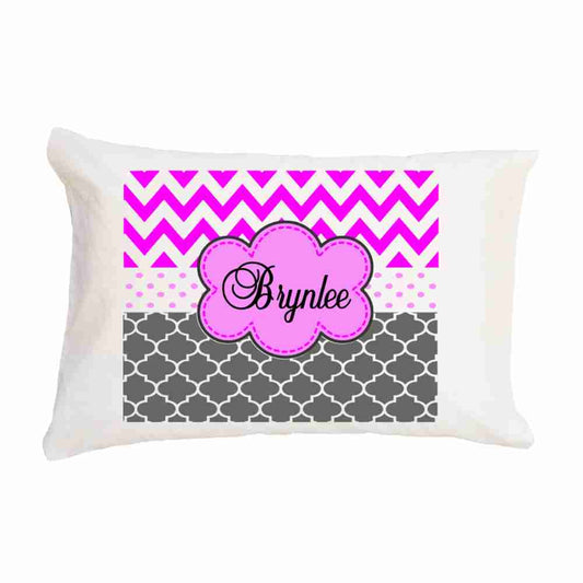 Pink and Gray Brynlee Kid's Pillow image 0