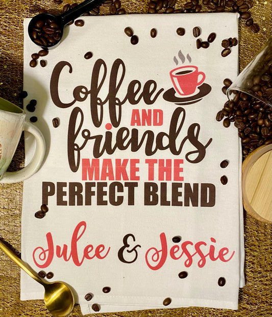 Coffee and Friends Tea Towel w/ Custom Name image 0