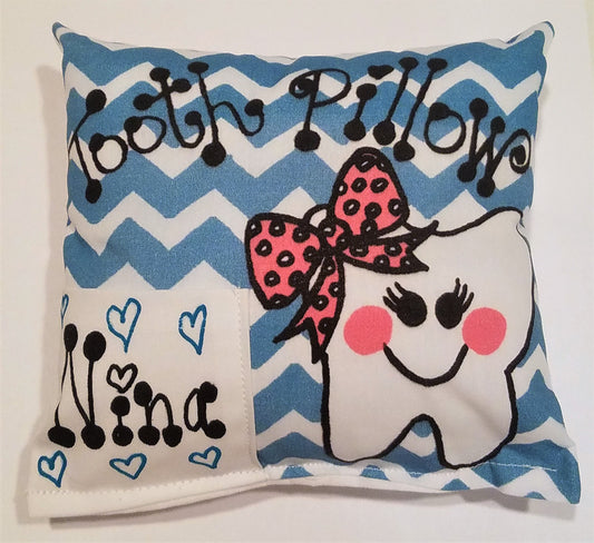 Teal Girls Chevron Tooth Pillow image 1