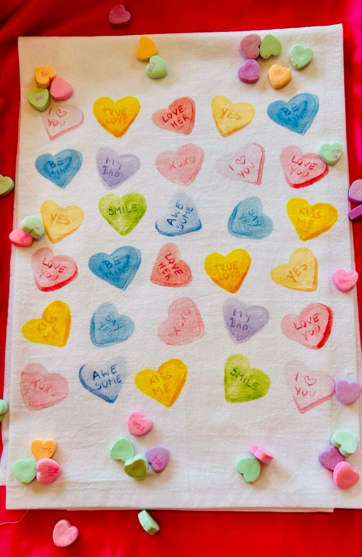 Conversation Hearts Tea Towel image 0