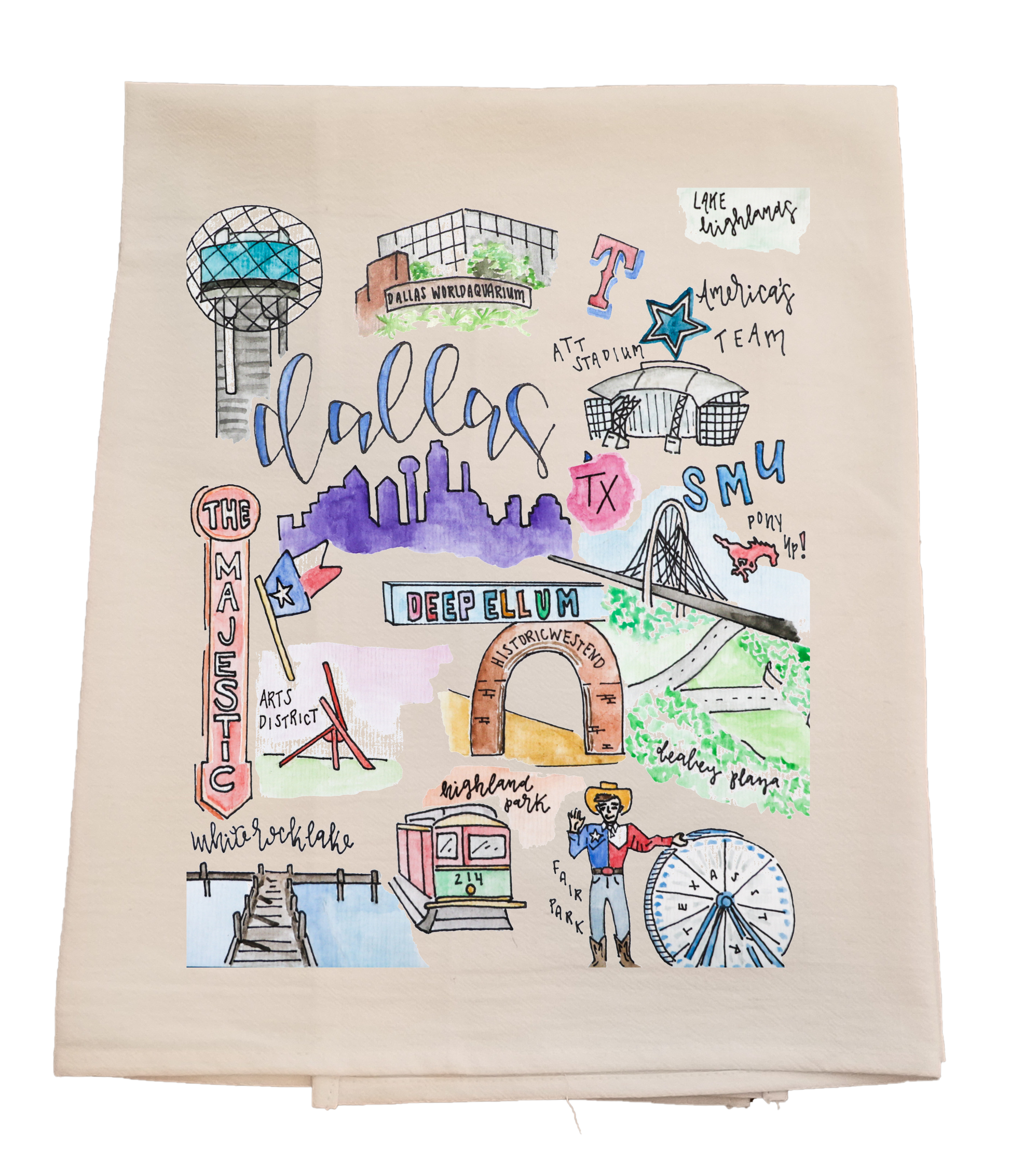 Dallas City Tea Towel image 0