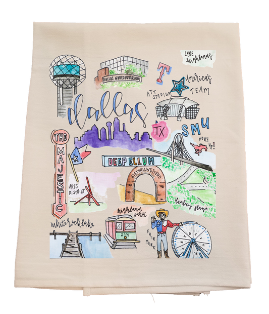 Dallas City Tea Towel image 0
