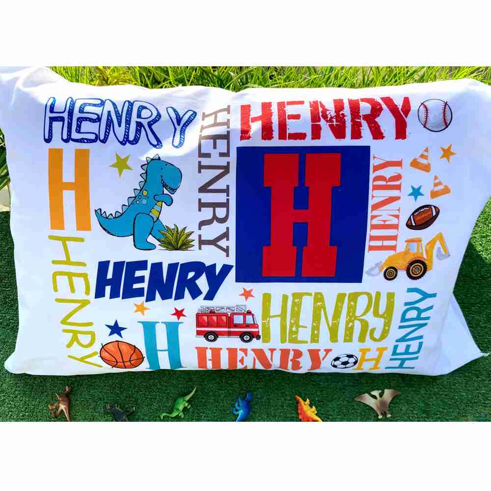 Dinosaur My Name Standard Pillowcase