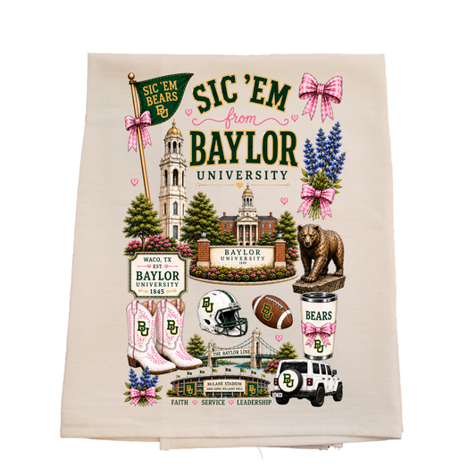 Baylor Hello Bow Tea Towel