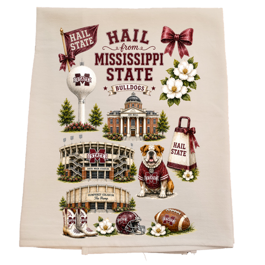 MS State Hello Bow Tea Towel