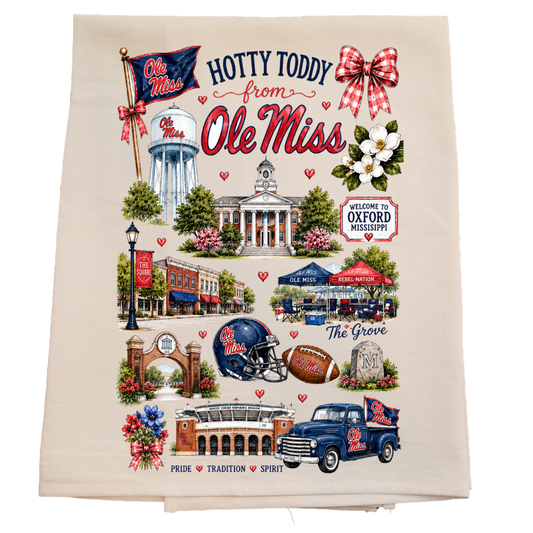 Ole Miss Hello Bow Tea Towel