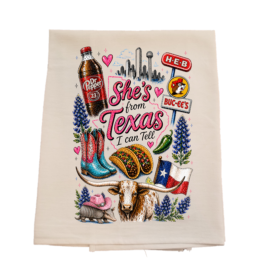 She's From Texas Tea Towel