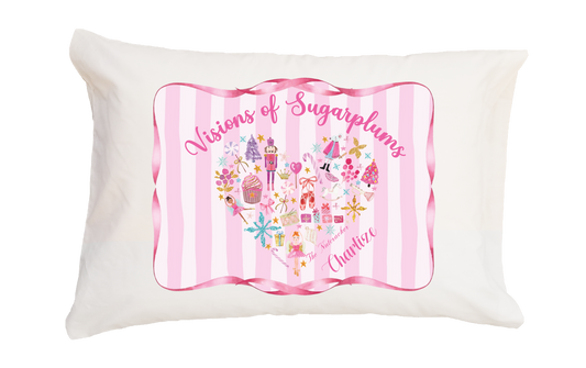 Striped Visions of Sugarplums Standard Pillow Case
