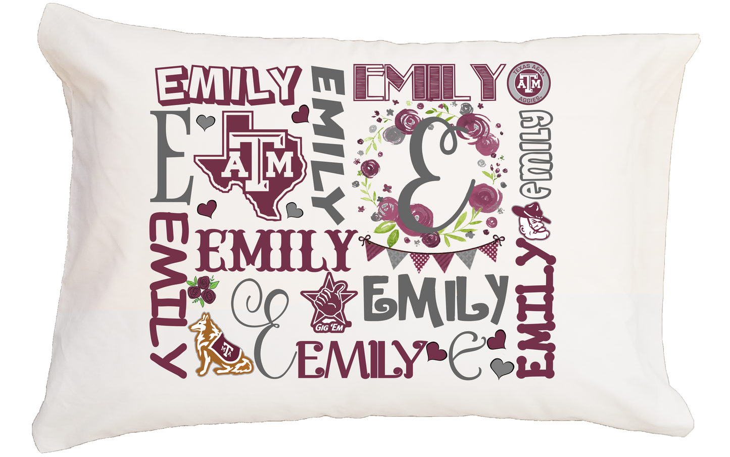 Texas A&M Girl My Name Standard Pillowcase 