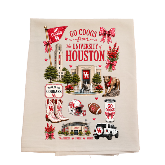 U of H Hello Bow Tea Towel