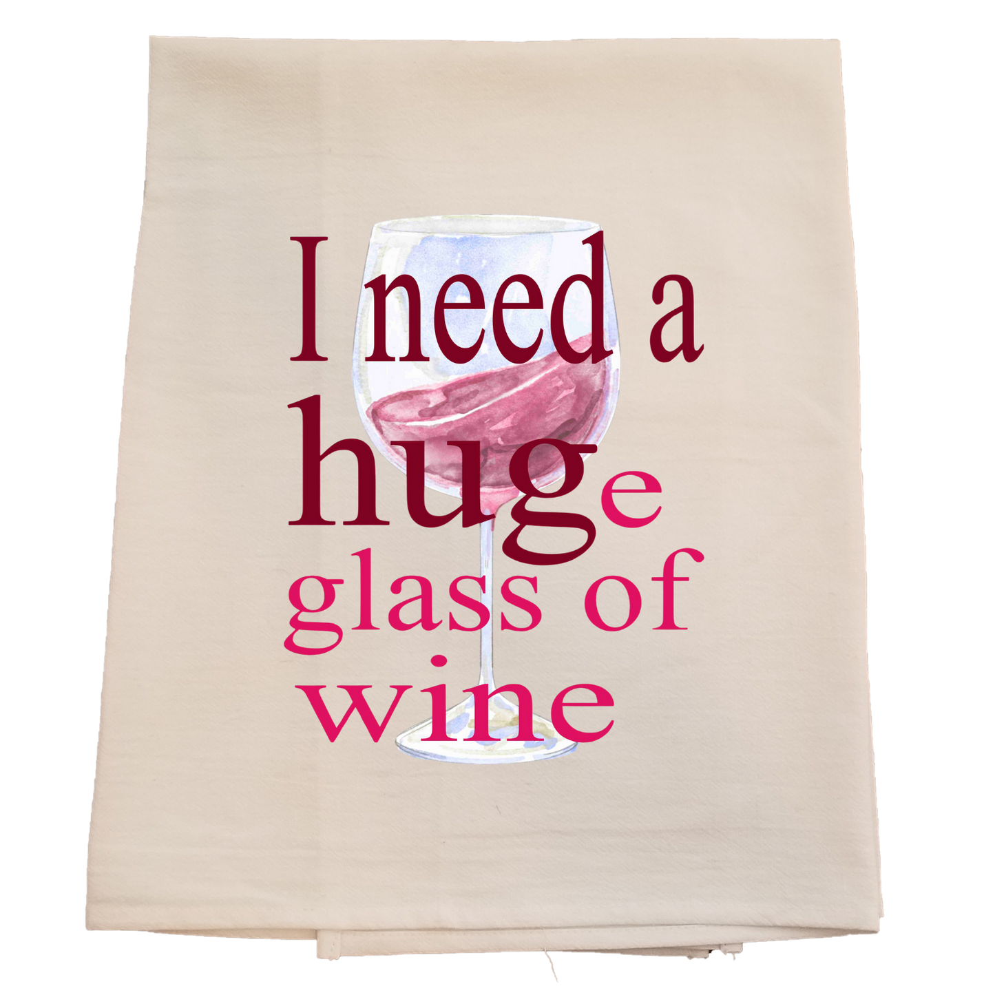 Huge Glass of Wine Tea Towel