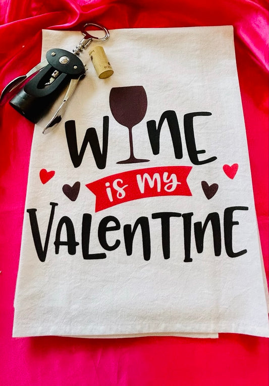 Valentine Wine Tea Towel image 0