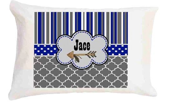 Personalized pillow with striped pattern and name 'Jace'