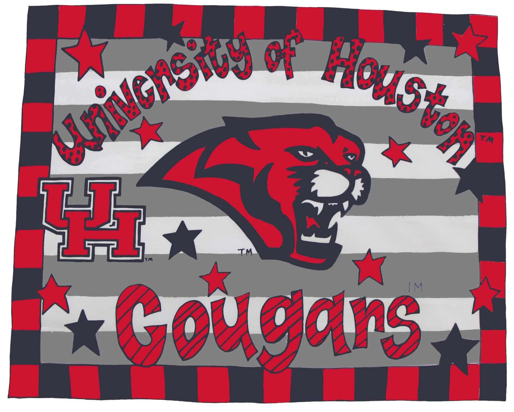 U of H Striped Standard Pillowcase image 0