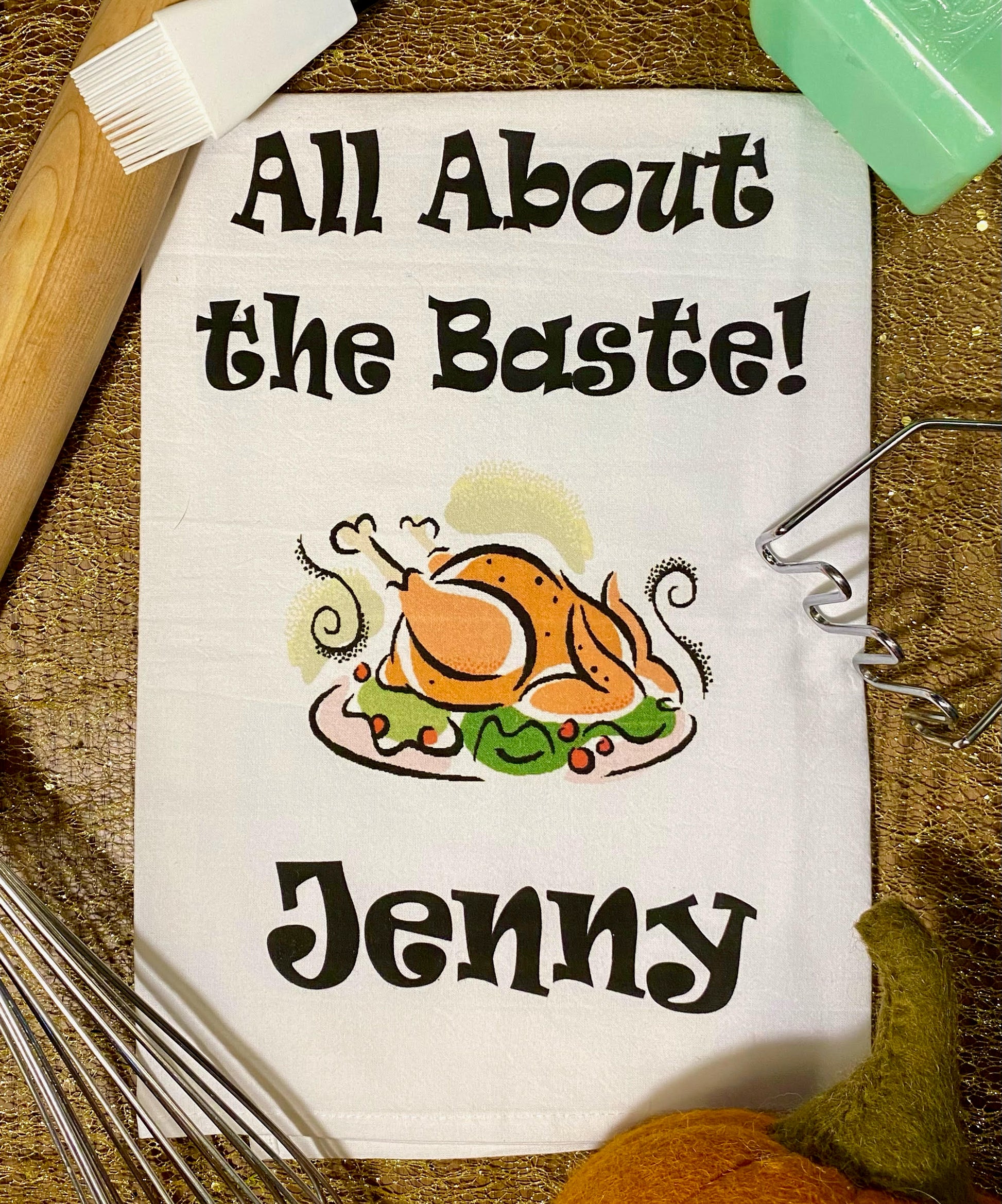 All About the Baste Tea Towel w/ Custom Name image 0