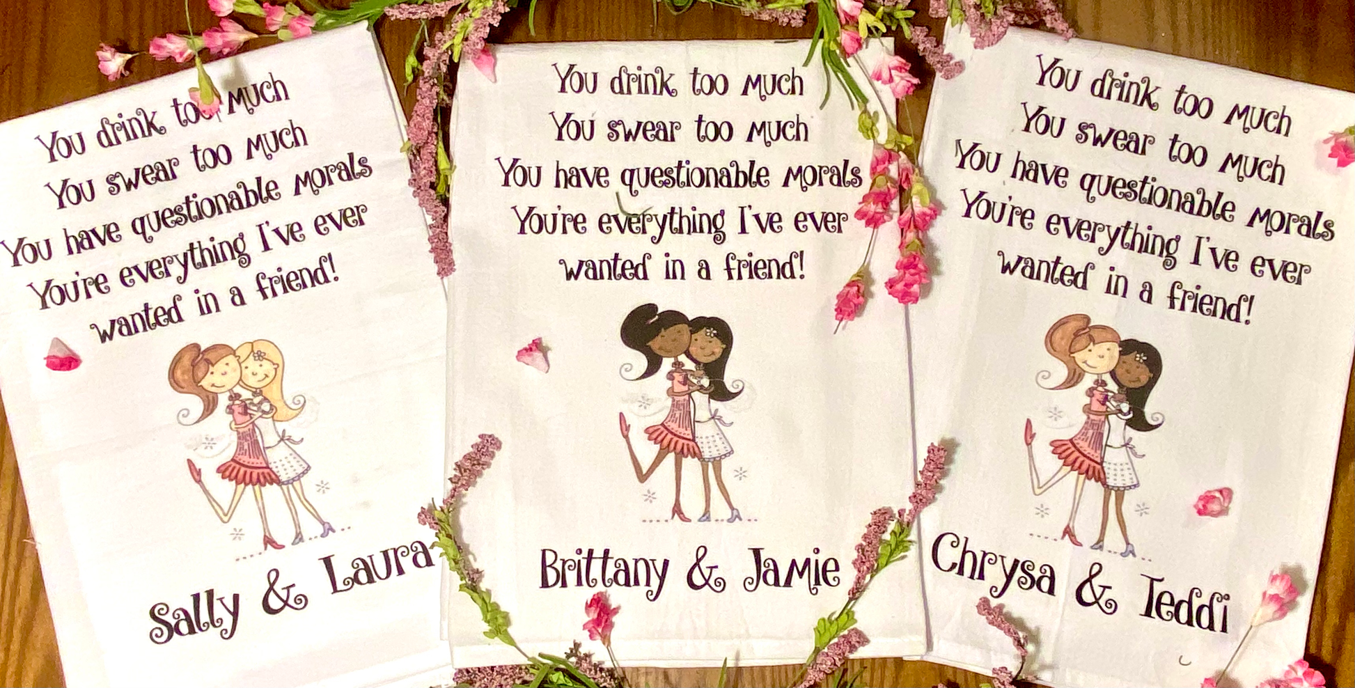 Best Friends Tea Towel w/ Custom Names image 1