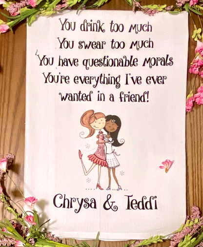 Best Friends Tea Towel w/ Custom Names image 0
